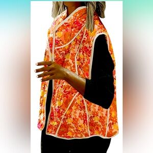Vibrant Floral Orange and Red Vest